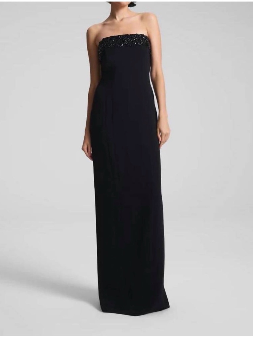 A.L.C Elizabeth Gown Elegant Black Beaded Strapless Evening Dress